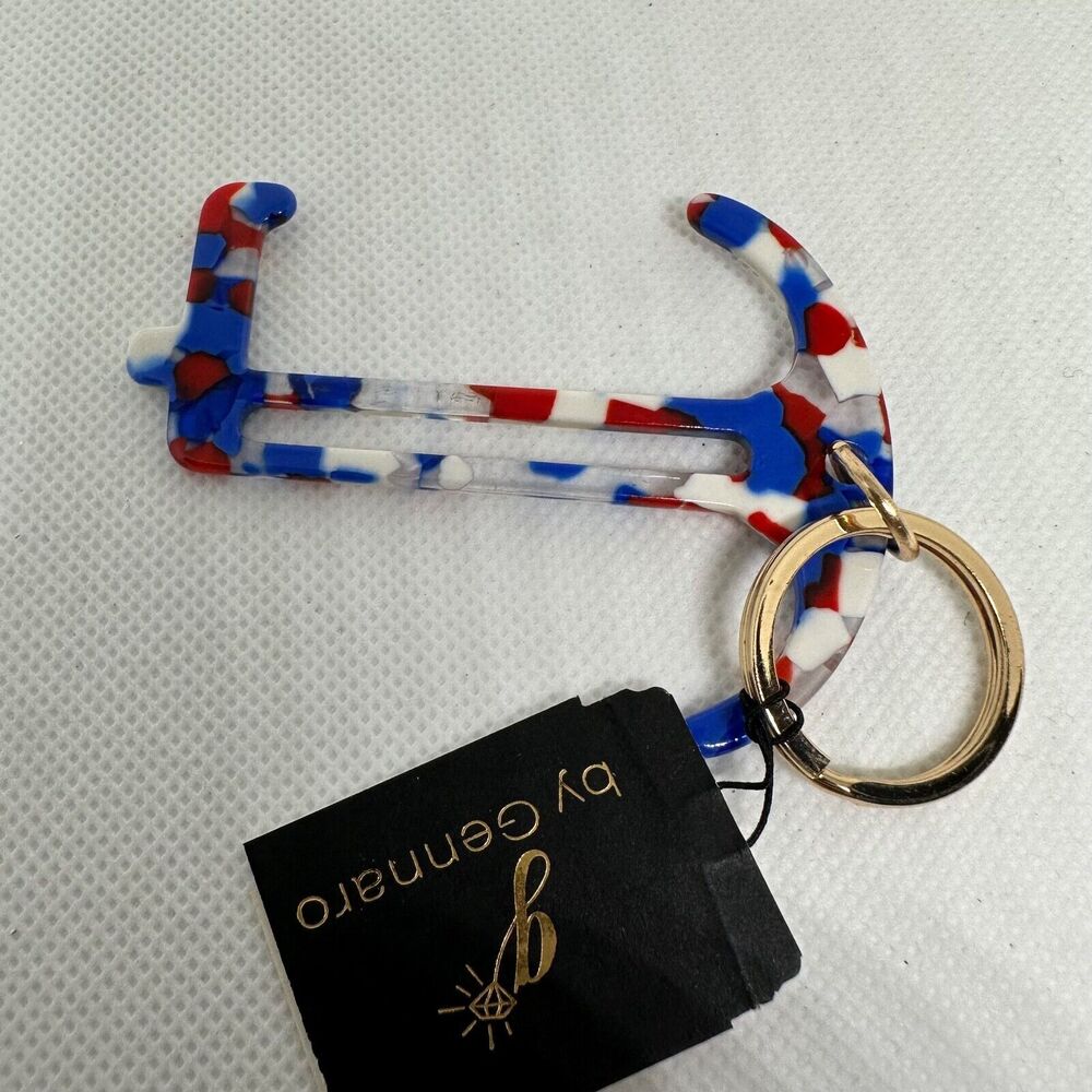 Gennaro Red White Blue Touchless Door Opener Pull Tool Keychain